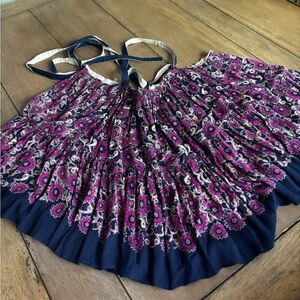 FP One (Free People) Boho Floral Tiered Halter Top - Navy & Magenta